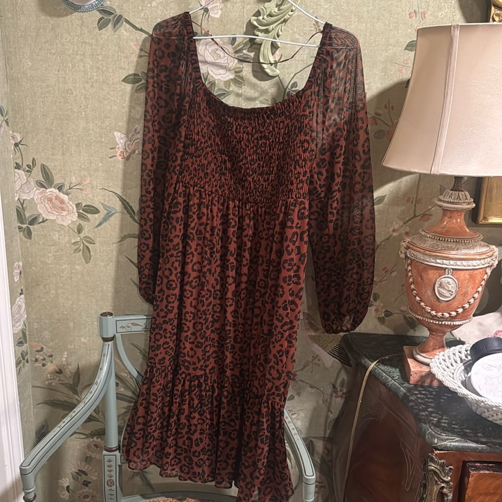 Leopard print baby doll dress